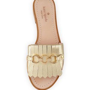 KATE SPADE Brie Gold Chain Slides Flats Sandals
